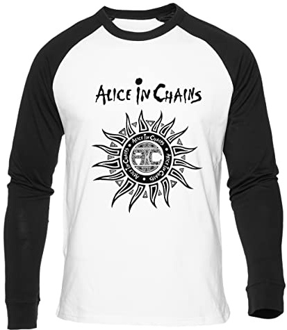 Vintage Alice In Chains Sun Faded Weißes Baseball T-Shirt Herren Damen Unisex Langarm Rundem Hals White Mens Womens M