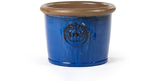 Teramico Pflanzgefäß Provence Keramik frostfest (Royal Blau, 45cm x 34cm) | Handgearbeitete, massive Keramik mit tollem Kronenmotiv: in vielen Farben und Größen absolut Frostfest für Ihren Garten.