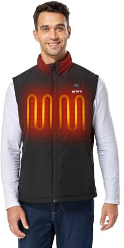 ORORO Men's Heated Golf Gilet with Zip-off Sleeves, Lightweight Heated Jacket for Golf with Power Bank (Charger Not Included) (Neutral Black,L)
