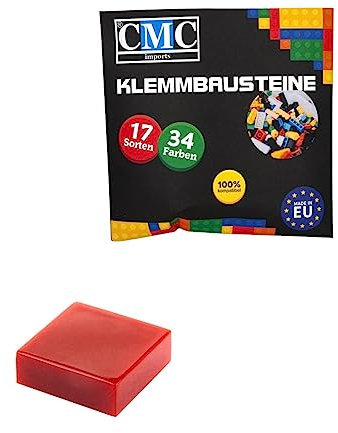 CMC imports 100 x Klemmbausteine Fliesen Tiles Bausteine 1x1 Noppen Kompatibel 34 Farben freie Farbenwahl (852 - Dunkel Rot)