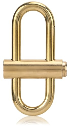 Brass Keychain, Heavy Duty Small Oval Slide Locking Snap Lock Clip Buckle Carabiner Key Holder Solid Press Quick Open Keys Holder Hook for Men Women