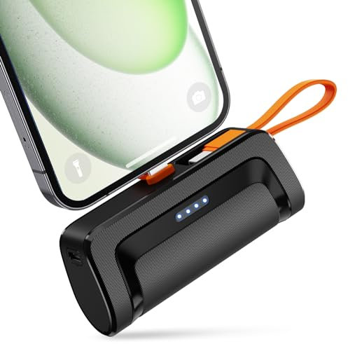 Mini Power Bank, 5000mAh Batteria Esterna Compatta Portatile Power Bank Caricatore del Telefono Piccolo Powerbank Adattatore da Viaggio due Porte di Ricarica Compatibile con iPhone e Android di Tipo C