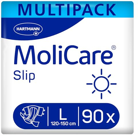 MoliCare Slip Day Erwachsenenwindeln für Männer & Frauen | L | 3 x 30 St. | 3 x 30 Paar, Pflegeheim Großpackung, hohe Saugfähigkeit, schnelle Absorption, Geruchskontrolle, hautfreundlich