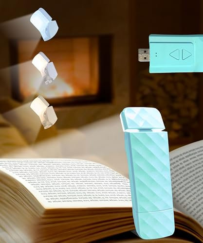 Runesol Lampe de Lecture Vert, Lampe Livre USB Rechargeable, Liseuse 3 mode Couleurs (Chaud, Naturel, Lumineux), 5 LED Lampe de Lecture pour Lire au Lit, Reading Light, 80 Heures Charge Lumiere Livre