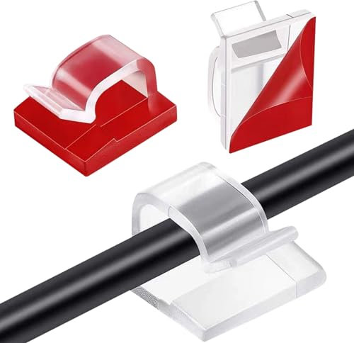 Ethernet-Kabel-Clips, selbstklebend, 8 mm, Ethernet-Kabel-Clips, Kabelhalter für Cat5, Cat6, Cat7, Cat8, RJ45-Kabel und Telefonleitung, flaches Ethernet-Kabel (transparent), 100 Stück