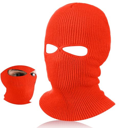 BBTO Gestrickte Skimaske Winter Sturmmaske Ski Sturmhaube mit 2 Löchern Ski Gesichtsabdeckung für Draußen Outdoorsports Radfahren Snowboarden für Radfahren Motorradfahren (Orange, Klassischer Stil)