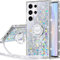 Miss Arts Silverback für Samsung Galaxy S24 Ultra Hülle, Mädchen Glitzer Handyhülle mit Ring, Samsung S24 Ultra Hülle mit Band, Flüssigkeit Treibsand Clear Schutzhülle für S24 Ultra Case - Silber