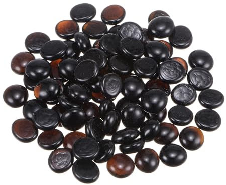 sourcing map Perles en verre pour brasero - Billes en verre plates - 17 à 19 mm - 330 g - Roches en verre brillant pour aquarium, décoration de jardin succulente, noir