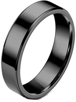 MAGIIE 6mm Ringe aus Edelstahl für Herren Männer,Eheringe Herren Schwarz/Gold,Partnerringe Freundschaftsringe,Größe 60 bis 70 (Schwarz, 70)