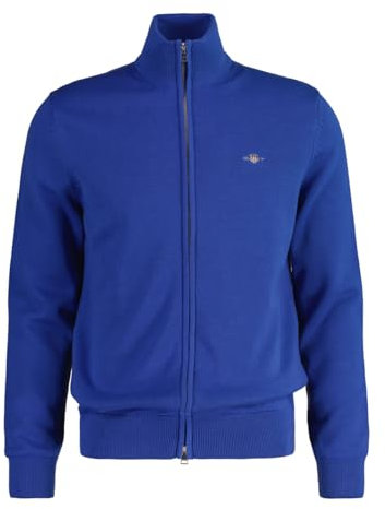 GANT Herren Casual Cotton Zip Cardigan Strickjacke, Rich Blue, L