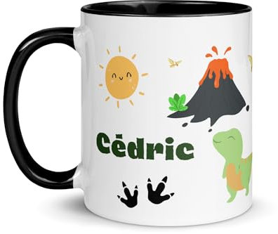 Chatcripant Mug Enfant Personnalisée Prénom Tasse Cadeau Mignon Verre Petit Garçon Fille Gobelet École Maternelle Personnalisable Dinosaure Robot Espace Insectes Renard (Dinosaure)