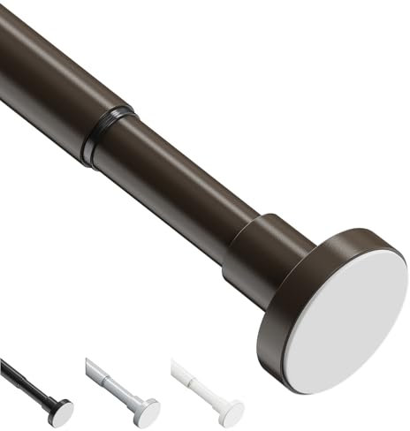 WELDUN Extendable Curtain Tension Rod, 48-190CM No Drill Telescopic Shower Curtains Rail, Adjustable Strong Spring Rod for Window Bathroom, Bedroom, Bronze