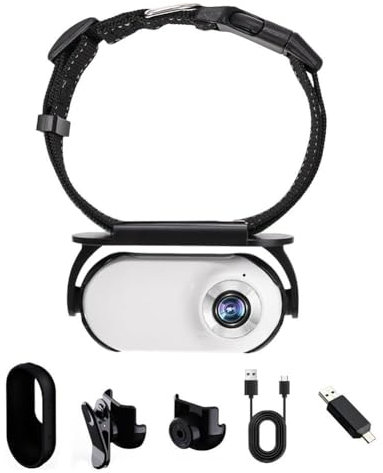 Pet Baby Cat Camera Collar, HD 1080P Dog Collar Camera Mini Body Camera Action Camera Wireless Collar Camer(white)