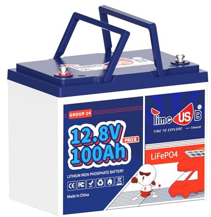 Timeusb Batterie au Lithium 12V 100Ah Taille Ultra-MINI, Batterie LiFePO4 1280Wh avec 100A BMS Jusqu'à 15000 Cycles, Durée de Vie 10 Ans pour Camping-car,Caravane,Remorque,Solaire, Moteur de Bateau