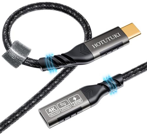 prolunga usb c 1m,240W PD 5A QC 3.1 Cavo USB Type-C Ricarica Rapida, USB 3.2 Gen2 20Gbps Prolunga USB Type C 4K@60Hz,cavo prolunga usb c maschio femmina Sincronizzazione per telefono/USB C Hub