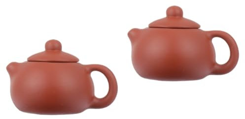 Mikinona 2 STK teekessel Retro Tee kocher Tee-kanne Tee Utensilien Tea Infuser Bottle Miniaturfiguren Mini-Wasserkocher weiße Kaffeekanne Minitopf aus Keramik Heimdekoration rot