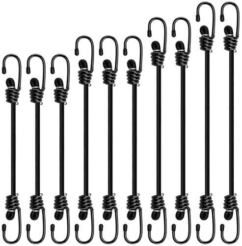Spanngummi mit Haken, 10er Set Gepäckspanner mit Haken, Spannseil Spanngurte Gummispanner mit Haken Extra Stark in 4 Längen für Transport und Ladungssicherung