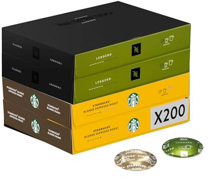 Nespresso Professionnel - Assortiment cafés torréfaction légère - 200 capsules (4 boîtes de 50) - Adapté aux professionnels