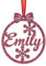 KreateSquare Personalised Christmas Bauble, 950 GSM Double-Sided Glitter Xmas Tree Decoration, Custom Name Baubles, Red & White Christmas Decorations Ornaments (Cerise, Snowflakes)