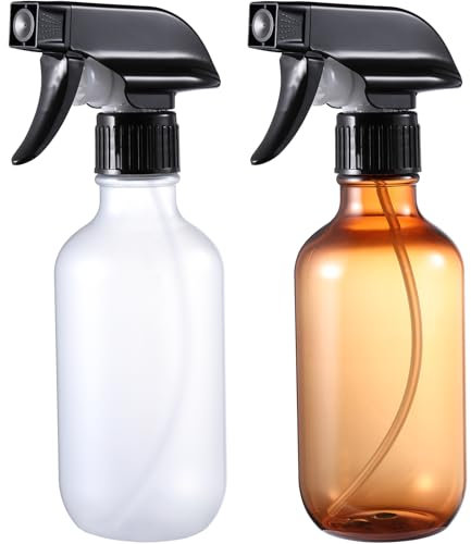 GearTrust Sprühflasche Klein 300 ml, Matt Klar & Braun Sprühflasche Pflanzen Zerstäuber Sprühflasche Haare Wassersprühflasche, Leere Sprühflaschen zum Befüllen mit Verstellbare Sprühkopf für Haustier