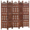 Raumteiler-home-handgeschnitzter 5-Panel Raumteiler braun 200x165 cm massives Mangoholz