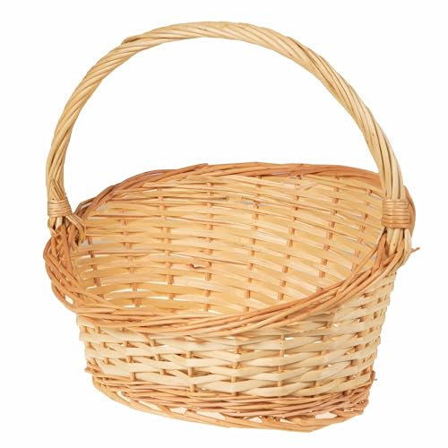 SIDCO Geschenkkorb Weide Präsentkorb oval Korb mit Henkel geflochten Weidenkorb 35x40cm