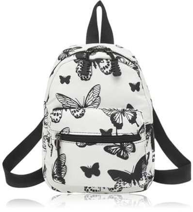 WisePoint Klein Rucksack, Nylon Kleine Rucksäcke Mädchen Rucksack für Frauen und Mädchen, Exquisite Damen Rucksack für Reisen, Einkaufen, Arbeiten (Schwarzer Schmetterling)