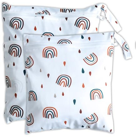 ABirdon Wetbag Pannolini, 2 pezzi Borsa per Pannolini Lavabili Riutilizzabile, Sacchetto con cerniera per Pannolino, Organizzatore Lavabile per Bambini, Borsa per Viaggi