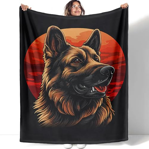 YISUMEI Deutscher Schäferhund, leuchtende Decke, Hundeliebhaber, Geschenke für Erwachsene und Kinder, ultraweiche Plüsch-Überwurfdecke für Bett, Couch, Camping, 152,4 x 203,2 cm