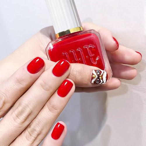 Jell Red Nail Polish, Pink Nail Varnish, No Need Nail Lamp Translucent Nude Quick Dry Nail Polish, Chip Resistant, Non-Toxic, Long-Lasting nail polish for Women & Girls At Home Manicure (19#Red)