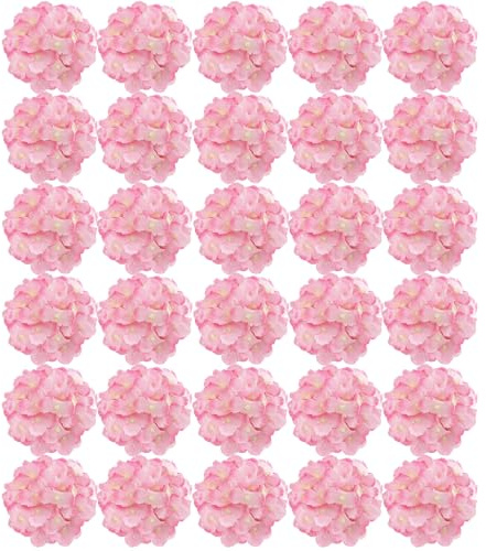 FagusHome 30 Pz Teste Fiore di Ortensia Non Incluso Steli Artificiale Fiori 18CM Artificiali Non Steli Fiori di ortensie fintiper la Decorazione (Rosa scuro)