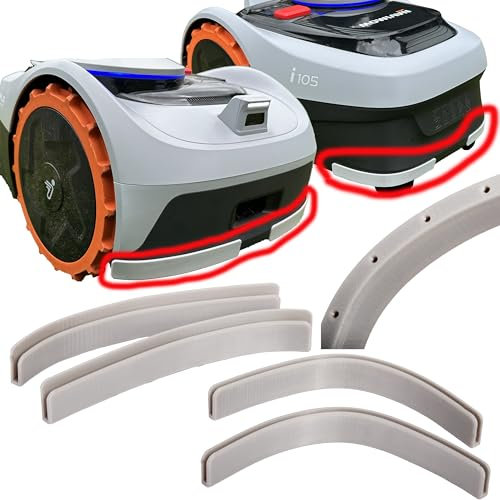 Axis Line 4x Kantenschutz grau,schwarz o. orange kompatibel mit Rasenmäher Segway Navimow i105e & i108e Schutz Bumper Tuning Mähroboter - einfach gesteckt, kein kleben, Wasserablauflöchern (grau)
