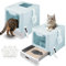 2er Set Katzenklo mit Deckel, ausziehbares Edelstahl Tablett und Katzenklo Schaufel, hop in Katzenklo XXL Katzentoilette geschlossen geräumig katzenklo groß für Katzen bis 15 kg