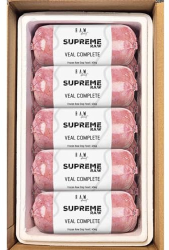 RAW DIRECT Supreme Raw Frozen BARF Dog Food - 454g Rolls - Variety Flavours – Box of 10, 20, 30 Rolls - Premium Natural Barf Raw Diet - High-Protein, Grain-Free & Nutrient-Rich (20, VEAL COMPLETE)