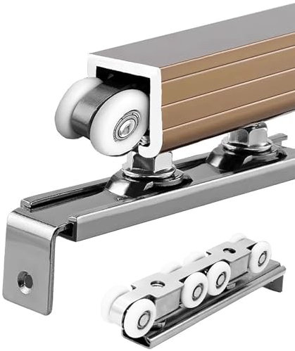 Binario per porta scorrevole Binario Per Porta Scorrevole Singolo Personalizzato, Kit Per Porta Sospesa Con Rullo Per Binario Scorrevole Da Soffitto - Per Porta Del Fienile/ Porta de'armadio(Gold,120c
