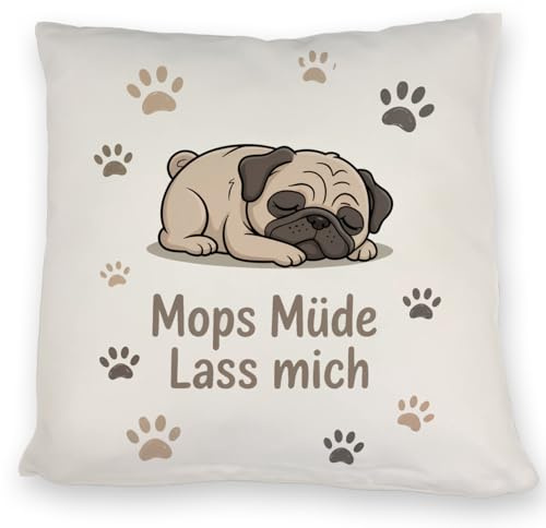 speecheese Kissen Cartoon Mops - Mops müde. Lass Mich. lustige Tierfreunde