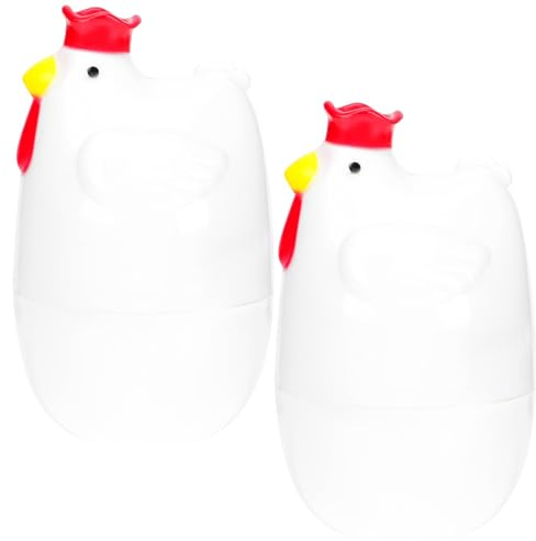IWOWHERO 2 pièces Cuiseur Œufs Micro-ondes Forme de Poule Conteneur Vapeur Léger et Portable pour Garçon Fille Cuisson Facile des Œufs Pochés et Bouillis