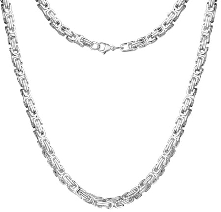 DJADEE Herrenkette Silber vergoldet Edelstahl 18k Hip Hop Männerkette, Königskette, Bysantinerkette, Panzerkette für Männer, vergoldete Halskette