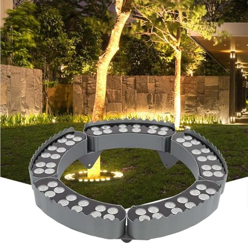 QICBYING Luz LED De Anillo Para Árbol - Iluminación Colorida Para Jardín Al Aire Libre RGB De 24V/220V, Foco Exterior Impermeable IP65, Lámpara De Paisaje Para Patio Jardín(Warm Light,60W(220V))