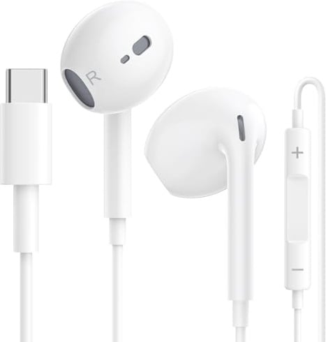In-Ear Kopfhörer für iPhone 17 Pro Max, USB C Kopfhörer mit Kabel, HiFi Stereo Ohrhörer mit Mikrofon und Lautstärkeregler für iPhone 16 15 P.ro Max Plus, iPad Pro/Air/Mini, S25 S24 S23 S22 S21 Ultra