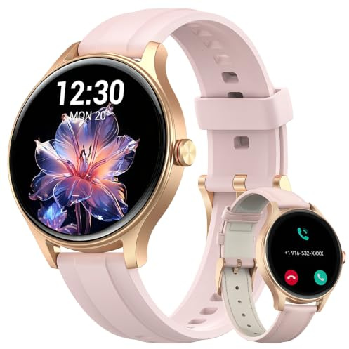 Fitpolo Reloj Inteligente Mujer con Llamadas, 1.27 Redondo HD Display Smartwatch con SpO2/Pulsómetro/Monitor de Sueño,110 Modos Deportes Podómetro, IP68 Regalo Pulsera Actividad para Android iOS