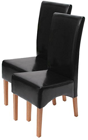 Mendler 2er-Set Stuhl Latina, Leder - schwarz, helle Beine