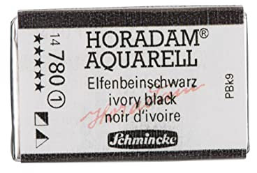 Schmincke – HORADAM® AQUARELL - feinste Künstler-Aquarellfarben, 780 Elfenbeinschwarz, 14 780 043, 1/1 Näpfchen