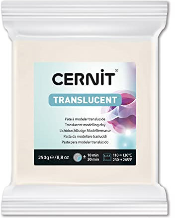CERNIT CE0920250005C - Pane di pasta polimerica traslucida, pasta modellabile da cuocere, colore traslucido, blocco da 250 g