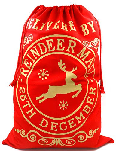 TRIXES Weihnachtsmannsack Großer Roter Weihnachts Santa Nikolaussack Rentier Post Sack