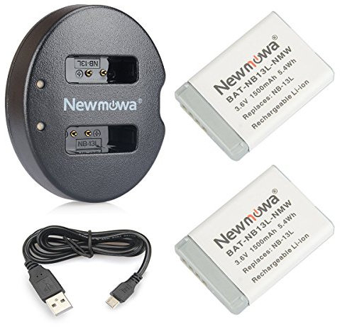 Newmowa NB-13L Replacement Battery (2 pack) and Dual USB Charger for Canon NB-13L, Canon PowerShot G5X G7X G9X G7 X Mark II G9X Mark II G1 X Mark III SX620 HS SX720 HS SX730 HS SX740 HS Camera