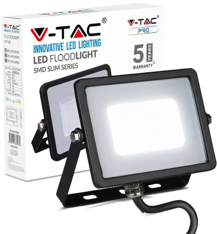 Proiettore Slim LED 20W, Chip Samsung, Nero Luce Calda 3000K