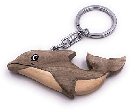 H-Customs Wal Fisch niedlich Holz Edel Handmade Schlüsselanhänger Anhänger
