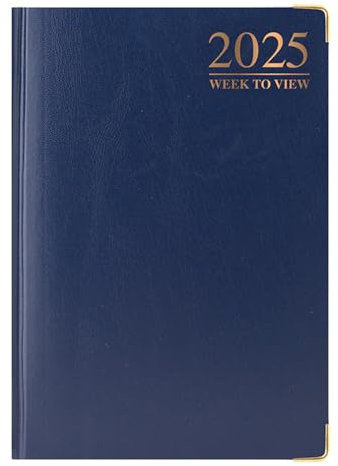 1ABOVE Premium Qualität | A5 Wochenplaner 2021 | Hardcover mit vergoldeten Kanten und Metallecken | 60 g/m² Papier blau