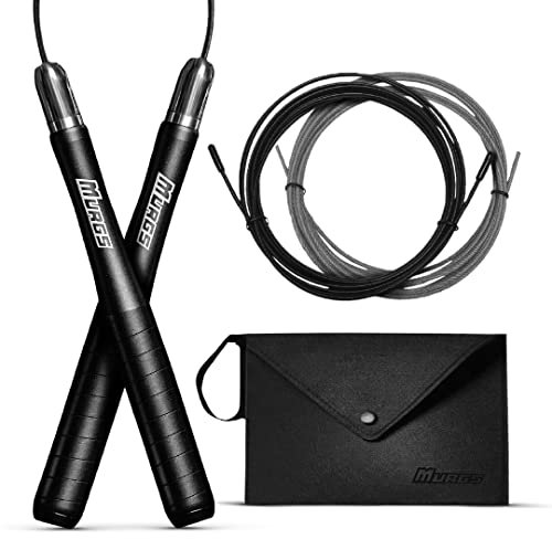 Murgs Skipping Ropes for Adults | 10ft Skipping Rope - Adjustable Jump Rope with 2.5mm Cable | Skipping Rope for Kids & Adults | Jumping Rope with Ball Bearing Aluminium Handles | Boxing Skipping Rope